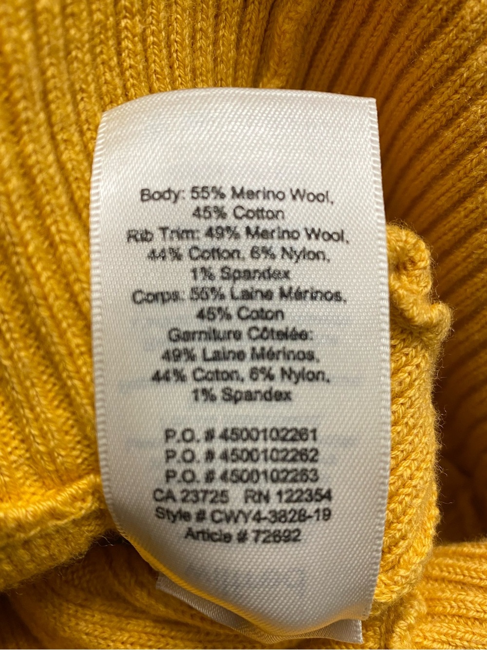 Aritzia Wilfred Icalma Sweater Marino Wool Cotton Mustard Yellow Ribbed Size M - Picture 10 of 11